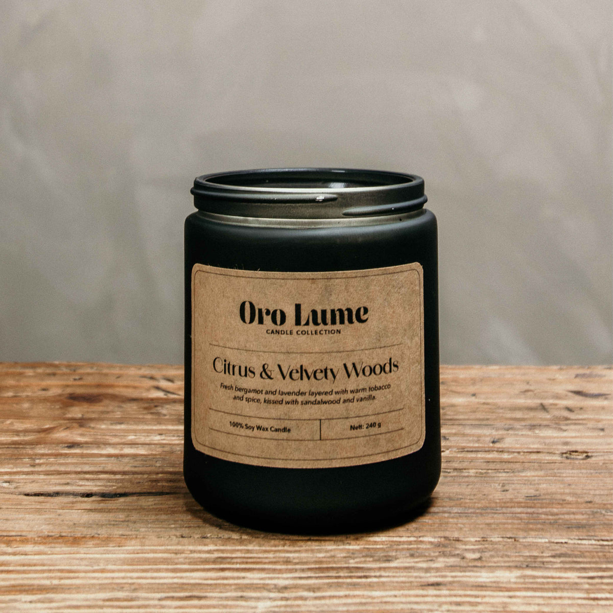 Citrus & Velvety Woods Soy Candle