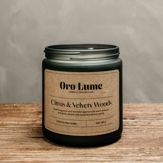 Citrus & Velvety Woods Soy Candle