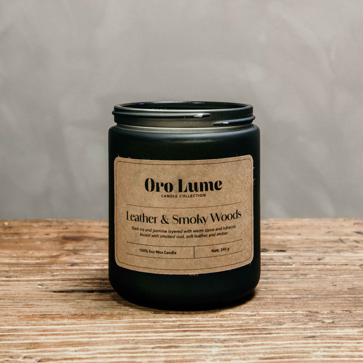 Leather & Smoky Woods Soy Candle